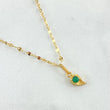 Set Cadena Flor Espejo 0.9gr / 45cm + Dije Gota 0.55gr / 1.45gr / Circon Verde Oro 18K (Oferta) ©