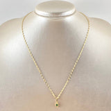Set Cadena Flor Espejo 0.9gr / 45cm + Dije Gota 0.55gr / 1.45gr / Circon Verde Oro 18K (Oferta) ©