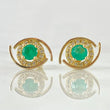 Open Eye Stud Earrings Emerald 79pts Diamond 5pts 3.05gr / 18K Gold ©