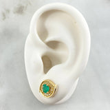Open Eye Stud Earrings Emerald 79pts Diamond 5pts 3.05gr / 18K Gold ©