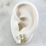 Princess Cut Rectangle Stud Earrings 5gr / 1.6cm (0.6in) / Natural Spanish Pearl 18K Gold ©