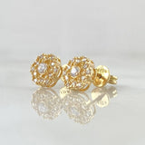 Dense Flower Stud Earrings 1.8gr / Spanish Pearl 18K Gold