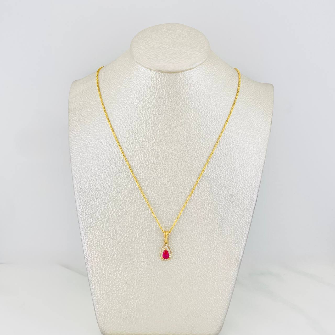Set Cadena Lazo + Dije Halo Lagrima / 2.15g / 20 in Oro Amarillo 18K