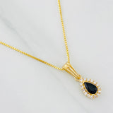 Venetian Chain Set + Tear Drop Halo Pendant / 2.45g / 18 in Yellow Gold 18K