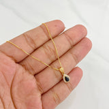 Venetian Chain Set + Tear Drop Halo Pendant / 2.45g / 18 in Yellow Gold 18K