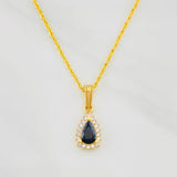 Set Rope Chain + Tear Halo Pendant / 2.05g / 20 in 18K Yellow Gold
