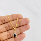 Set Rope Chain + Tear Halo Pendant / 2.05g / 20 in 18K Yellow Gold