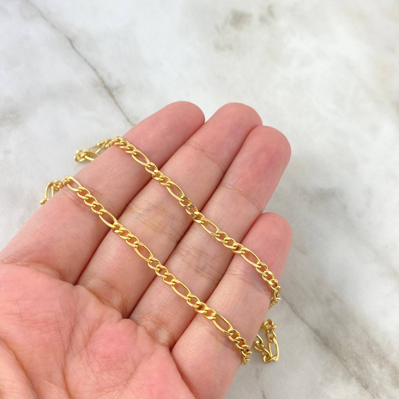 Cadena Figaro 6.45gr / 23 1/2 in / 3.2mm Oro Amarillo +1 18K