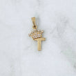 Pendant Letter T Crown 0.85gr / 2.3cm / White Zircons 18K Yellow Gold