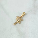 Pendant Letter T Crown 0.9gr / 2.3cm / White Zircons 18K Yellow Gold