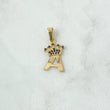 Pendant Letter A Crown 1gr / 2.3cm / Black Zircons 18K Yellow Gold