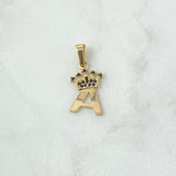 Pendant Letter A Crown 1gr / 2.3cm / Black Zircons 18K Yellow Gold