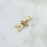 Pendant Letter A Crown 1gr / 2.3cm / Black Zircons 18K Yellow Gold