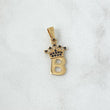 Pendant B Crown 0.9gr / 2.3cm / Black Zircons 18K Yellow Gold