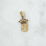 Pendant B Crown 0.9gr / 2.3cm / Black Zircons 18K Yellow Gold