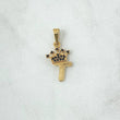 Pendant Letter T Crown 0.85gr / 2.3cm / Black Zircons 18K Yellow Gold