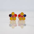 Stud Earrings Flower Tricolor 0.7 g / in / 7.5 mm Rose Gold 18K