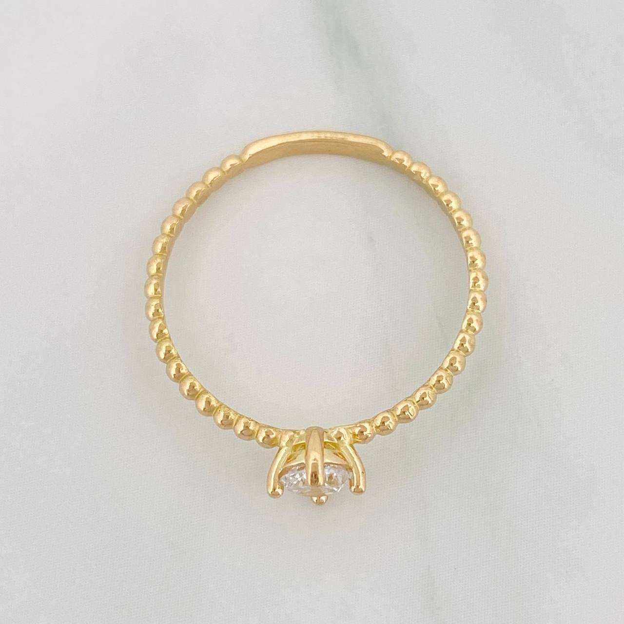 Anillo Solitario Esferas 1.45 g / T8 Oro Amarillo 18K