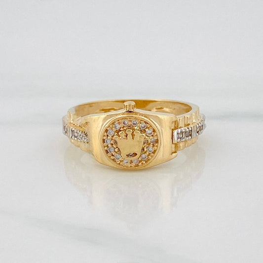 Anillo Corona 3.95 g / T6 3/4 Dos Oros Amarillo Blanco 18K