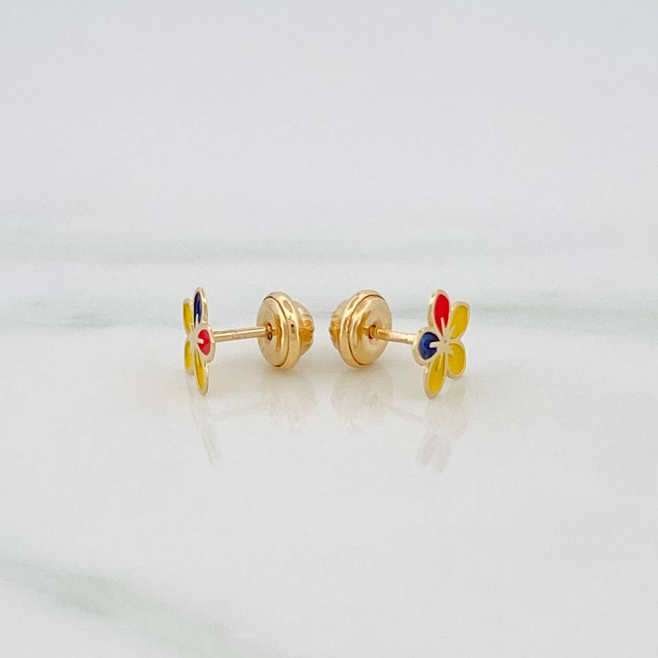 Topos Flor Tricolor 0.7 g / in / 7.4 mm Oro Rosa 18K