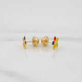 Topos Flor Tricolor 0.7 g / in / 7.4 mm Oro Rosa 18K
