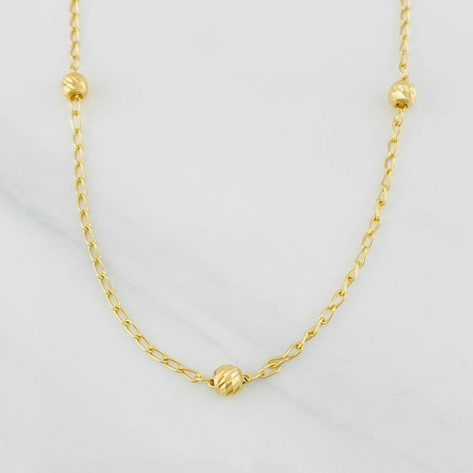 Cadena Espiga Bolas 3.05g / 18 in / 1.45mm Oro Amarillo 18K