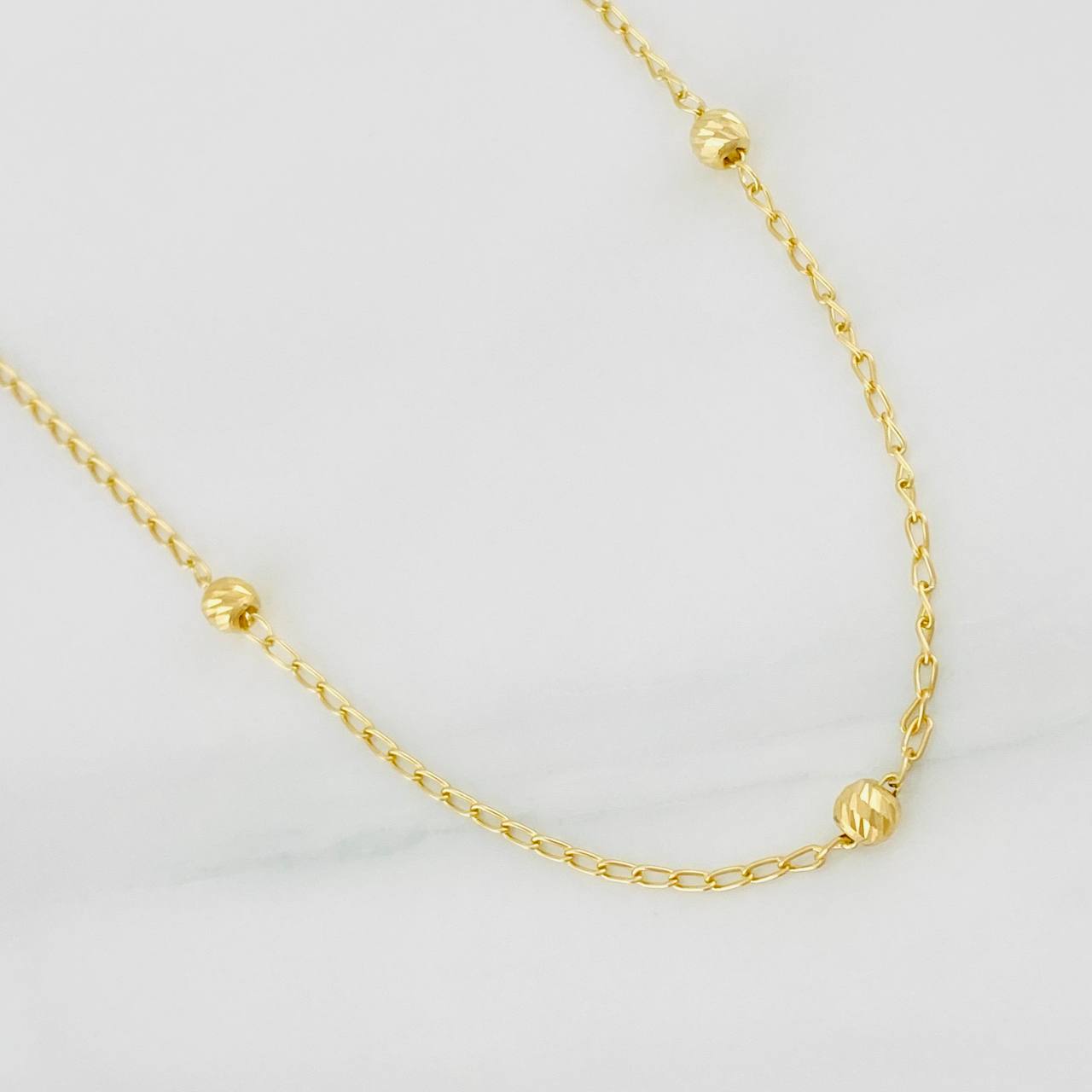 Spiga Chain Beads 3.15g / 18 in / 1.51mm Yellow Gold 18K