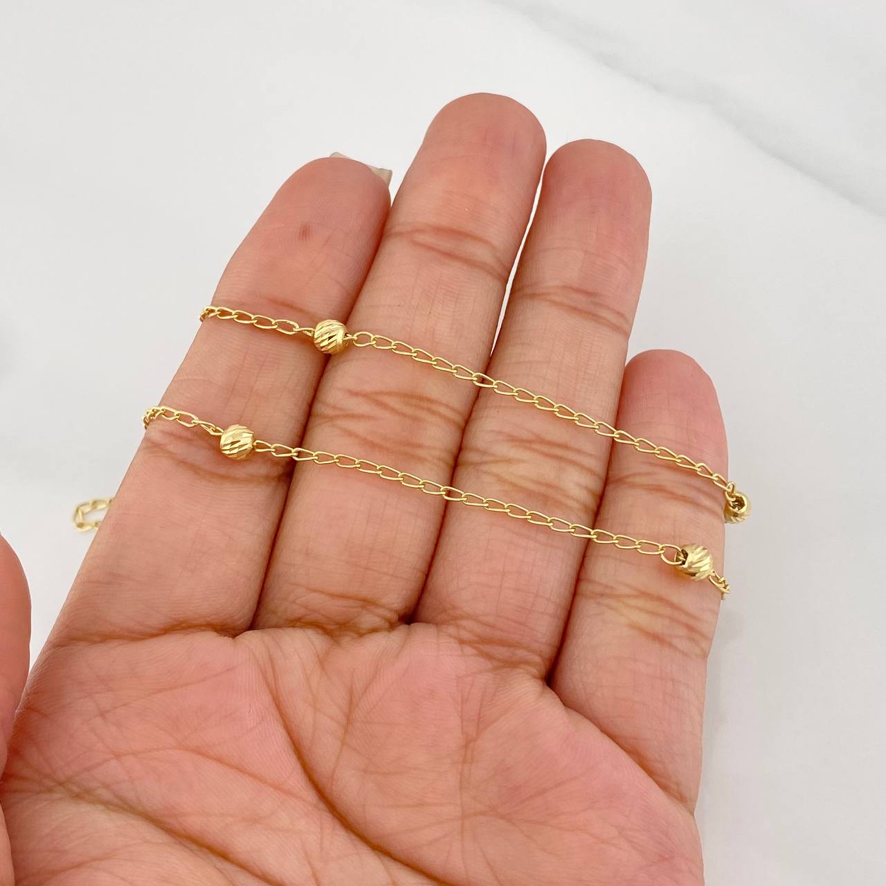 Spiga Chain Beads 3.15g / 18 in / 1.51mm Yellow Gold 18K
