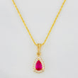 Rope Chain Set + Tear Drop Halo Pendant / 2.05g / 18 in Yellow Gold 18K