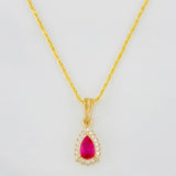 Rope Chain Set + Tear Drop Halo Pendant / 2.05g / 18 in Yellow Gold 18K