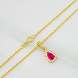 Set Cadena Lazo + Dije Halo Lagrima / 2.15g / 20 in Oro Amarillo 18K