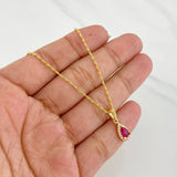 Rope Chain Set + Tear Drop Halo Pendant / 2.05g / 18 in Yellow Gold 18K