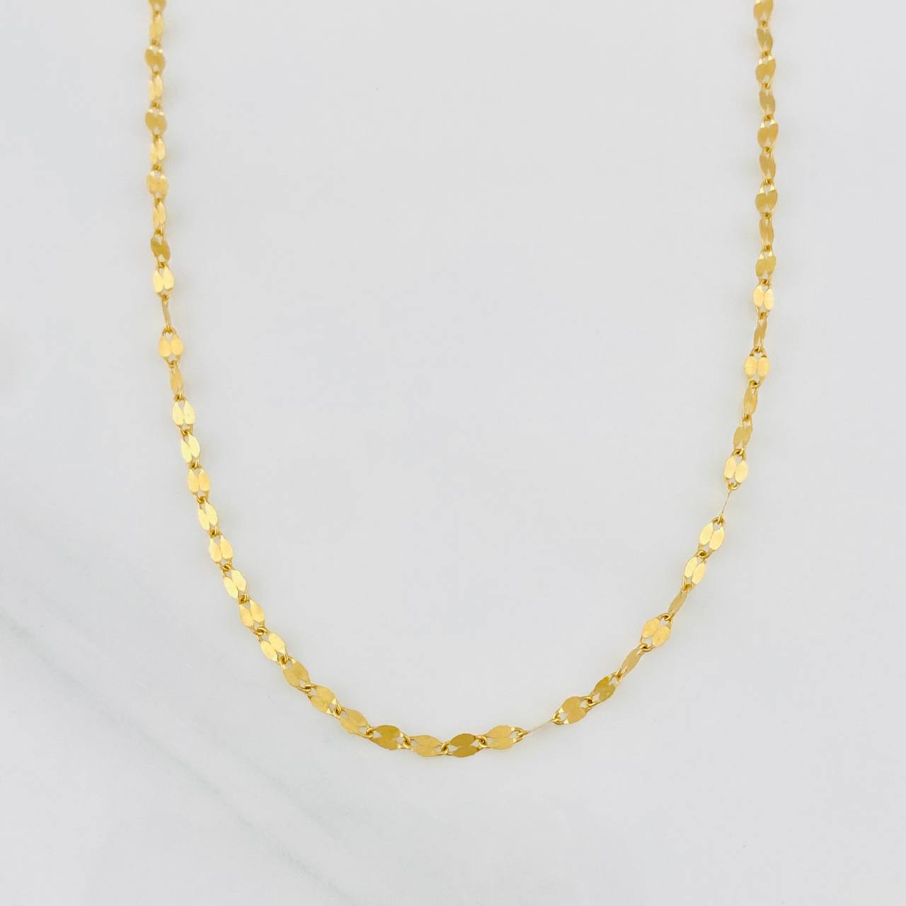 Mirror Flower Chain 0.95g / 16 in / 1.84mm 18K Yellow Gold