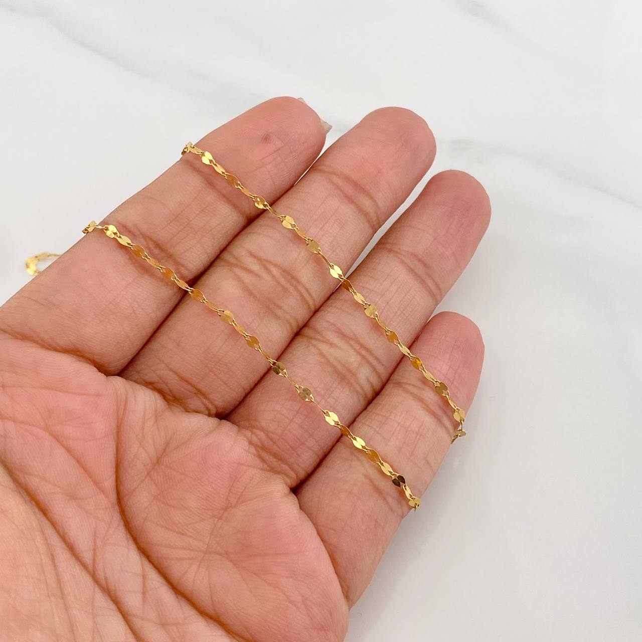 Mirror Flower Chain 0.95g / 16 in / 1.84mm 18K Yellow Gold