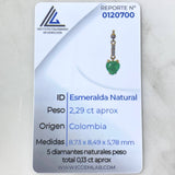 Pendant Heart Hanging on Chains 2gr / 2.5cm / Emeralds 2.29 Qts Diamonds 13pts 18K Yellow Gold (Jewel) ©