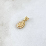Dije Virgen Milagrosa 0.7gr / 1.5cm / Circones Blancos Oro Amarillo 18K