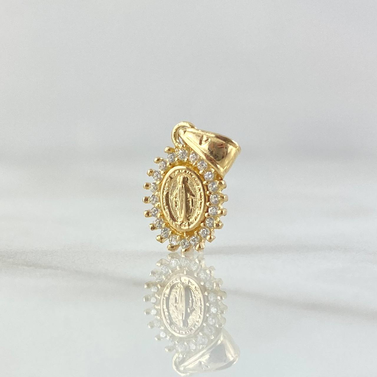 Dije Virgen Milagrosa 0.7gr / 1.5cm / Circones Blancos Oro Amarillo 18K