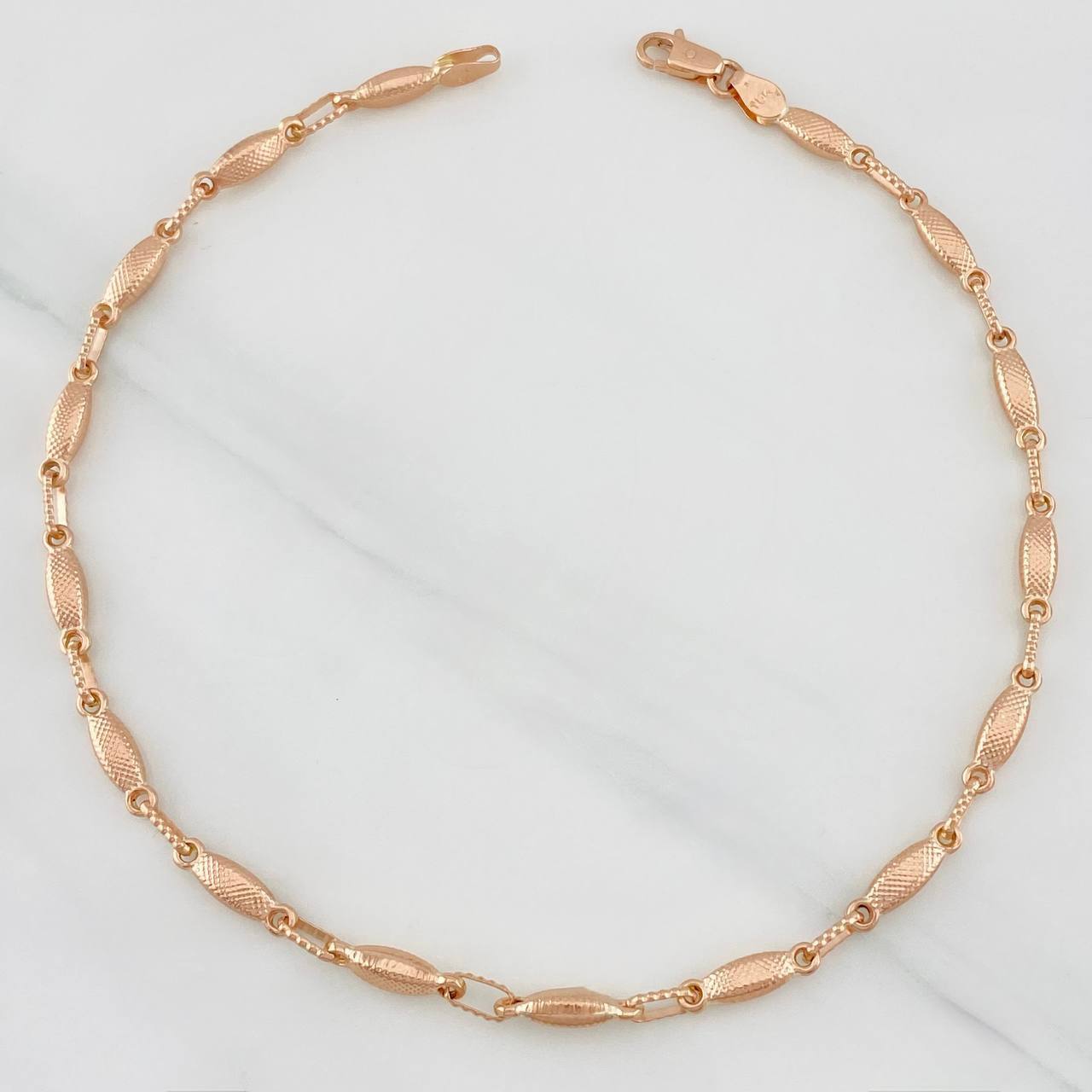 Tobillera Rustica Eslabon 4.85g / 10 1/4 in / 3.22mm Oro Rosa 18K