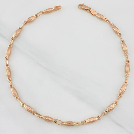 Rustic Link Anklet 4.85g / 10 1/4 in / 3.22mm 18K Rose Gold