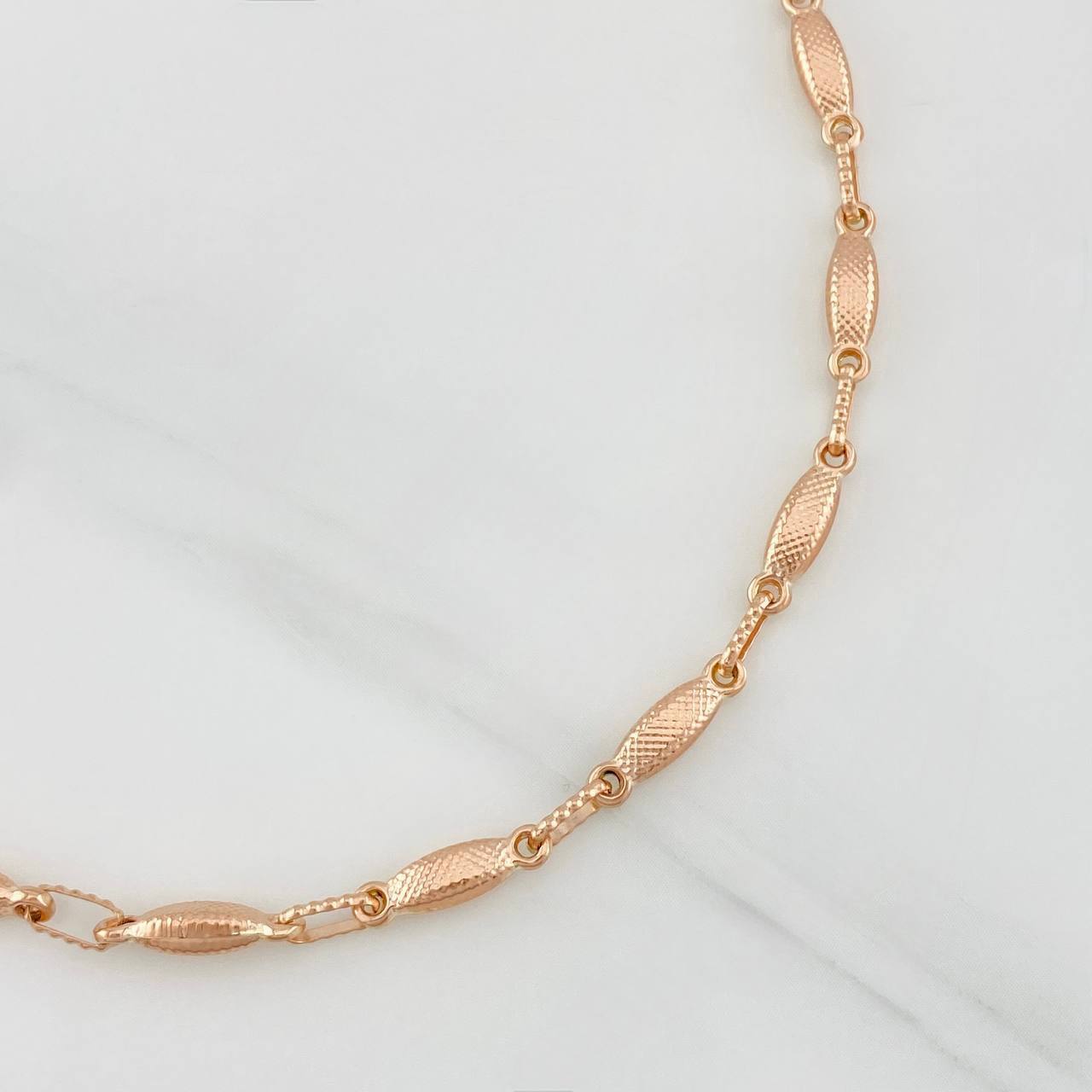 Tobillera Rustica Eslabon 4.85g / 10 1/4 in / 3.22mm Oro Rosa 18K