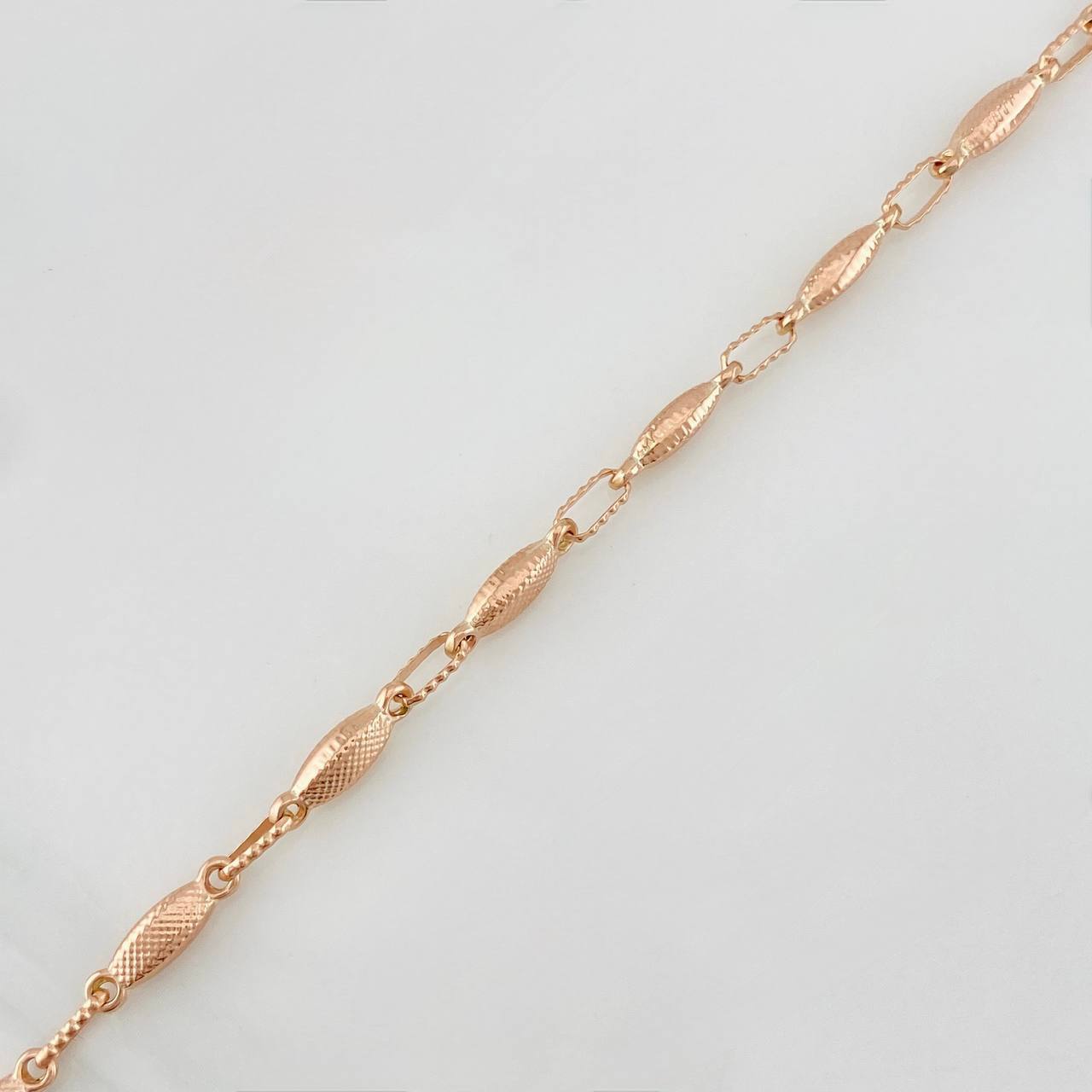 Tobillera Rustica Eslabon 4.85g / 10 1/4 in / 3.22mm Oro Rosa 18K