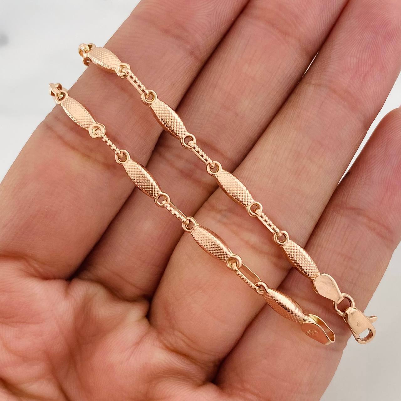 Tobillera Rustica Eslabon 4.85g / 10 1/4 in / 3.22mm Oro Rosa 18K