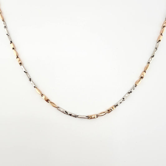 Cadena Rustica 13.45gr / 23 1/2 in / 2.8mm Dos Oros Blanco Rosa 18K ©