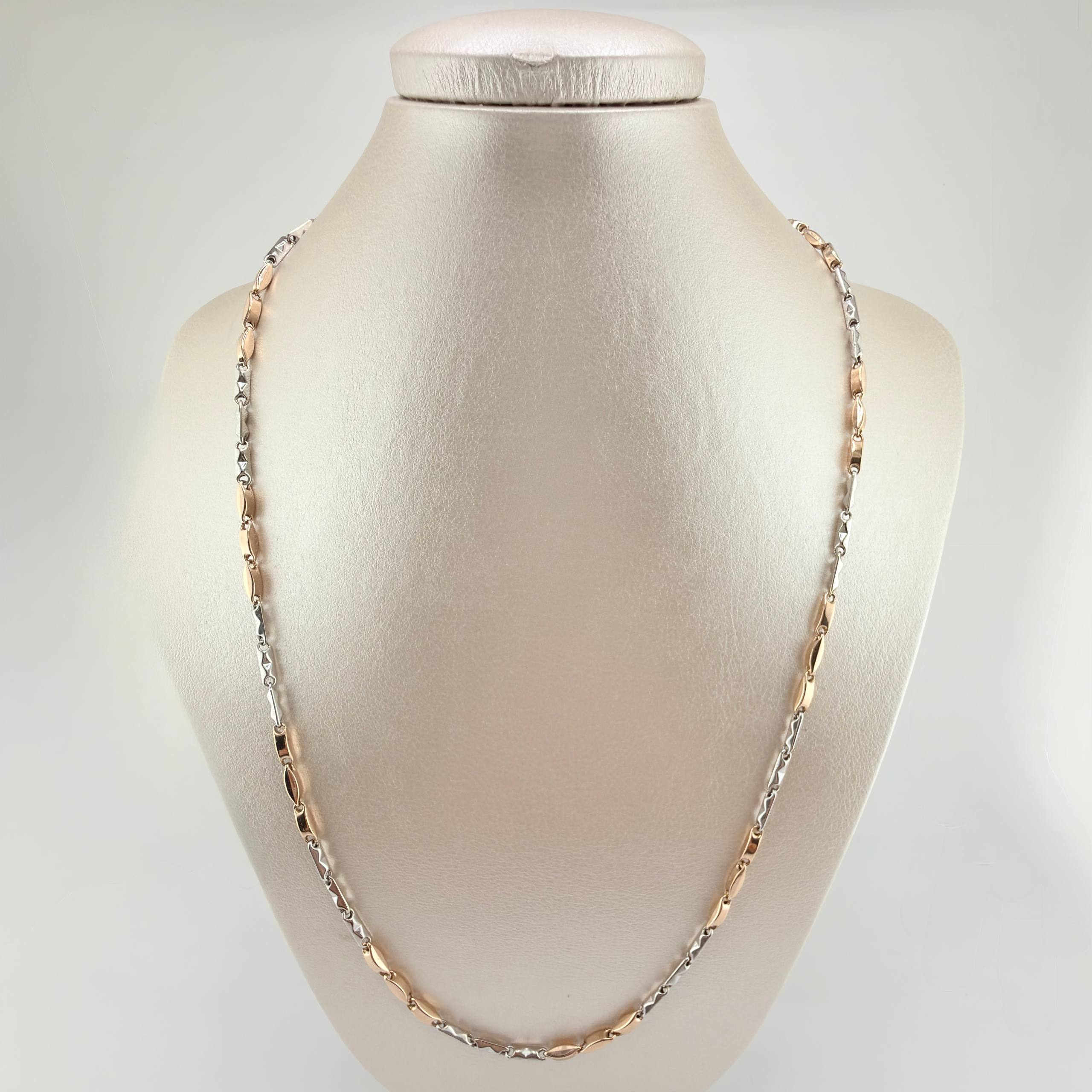 Cadena Rustica 13.45gr / 23 1/2 in / 2.8mm Dos Oros Blanco Rosa 18K ©