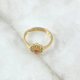 Flower Ring 2.2gr / Size 6 1/2 / Yellow Zircons - Orange 18K Yellow Gold ©