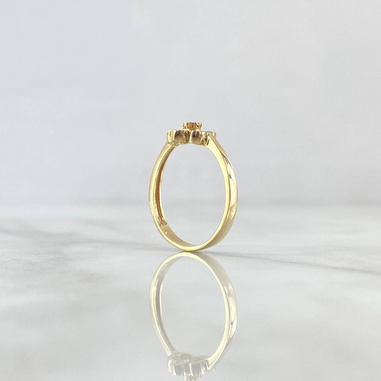 Flower Ring 2.2gr / Size 6 1/2 / Yellow Zircons - Orange 18K Yellow Gold ©