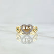 Triple Heart Ring Quinces 2.8gr / Size 6 1/4 / White Zircons - 18K Yellow Gold Green ©