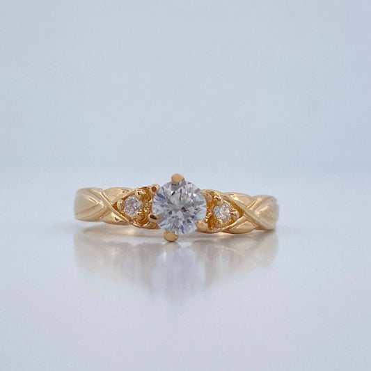 Anillo Solitario Cruzado 2.25gr / T7 / Oro Amarillo 18K %