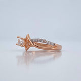 Anillo Solitario Lineas Cruzadas 2gr / T5 1/2 / Dos Oros Blanco Rosa 18K %