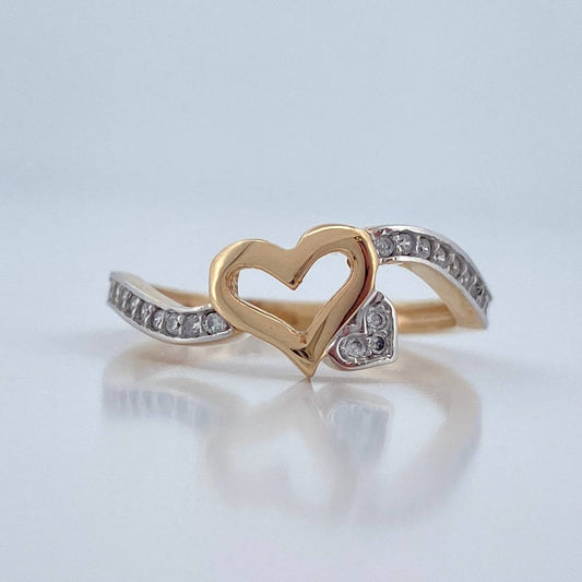Anillo Corazones 2.35gr / T6 / Dos Oros Amarillo Blanco 18K %